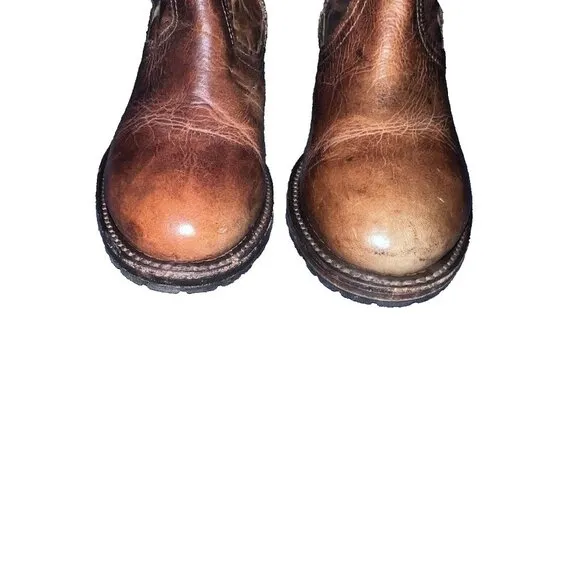 FREEBIRD By Steven Flint Side Zip Ankle Boots Distressed Brown Leather