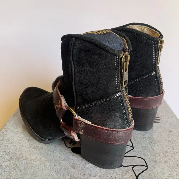 Freebird by Steven Spirit Boots Womens 7 Black Moto Harness Western New W/box