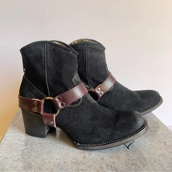 Freebird by Steven Spirit Boots Womens 7 Black Moto Harness Western New W/box