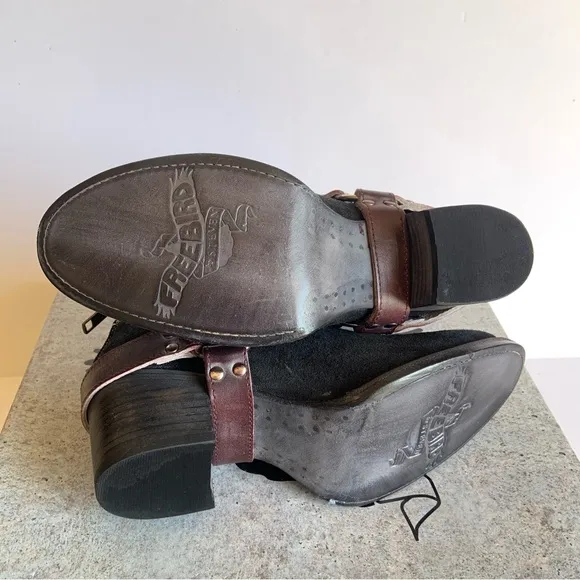 Freebird by Steven Spirit Boots Womens 7 Black Moto Harness Western New W/box