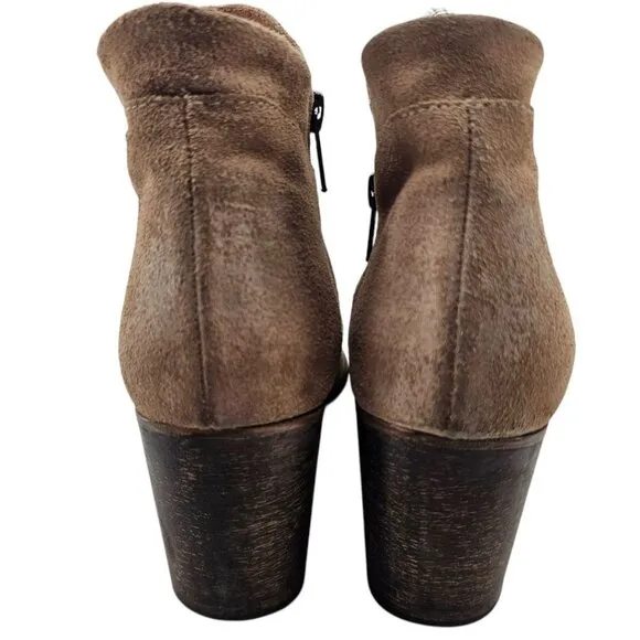 Freebird Womens 8 Rock Suede Ankle Boots Tan Side Zip Heeled Pointed Toe