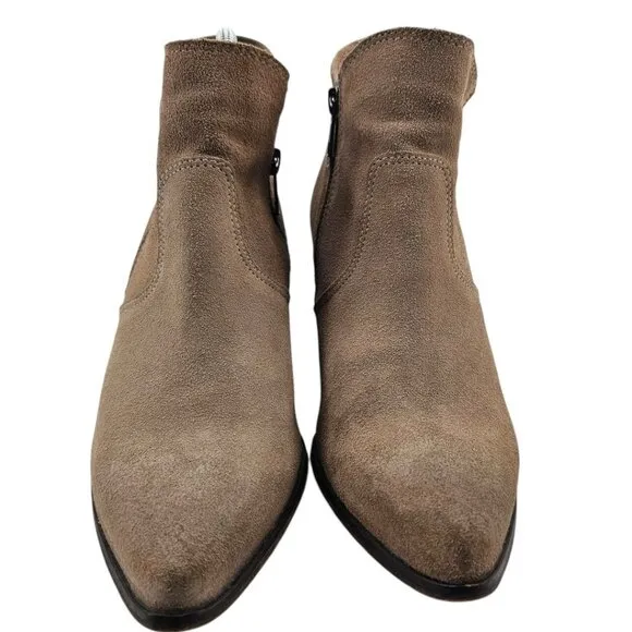 Freebird Womens 8 Rock Suede Ankle Boots Tan Side Zip Heeled Pointed Toe