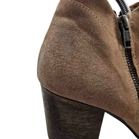 Freebird Womens 8 Rock Suede Ankle Boots Tan Side Zip Heeled Pointed Toe