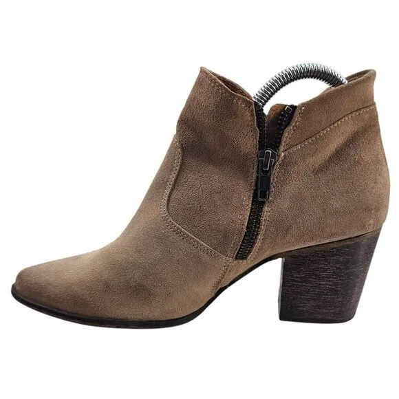 Freebird Womens 8 Rock Suede Ankle Boots Tan Side Zip Heeled Pointed Toe