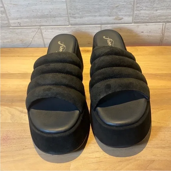 Free People Almost Paradise Black Platform Sandals EU 37 US 7