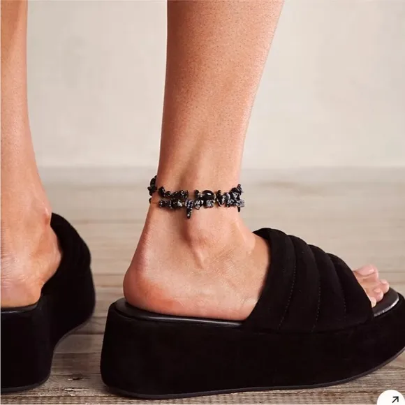 Free People Almost Paradise Black Platform Sandals EU 37 US 7