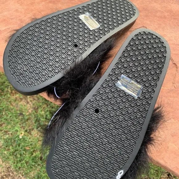 French Connection Faux Fur Slides size 8/9