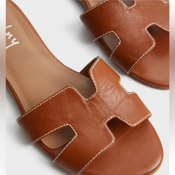 FRENCH SOLE Cognac Leather Alibi Sandals