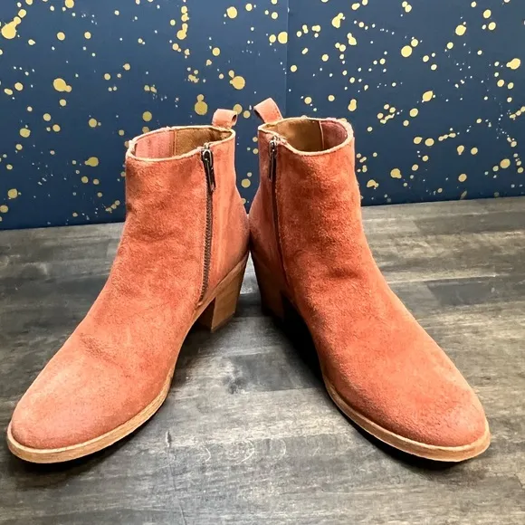 Frye Alton Chelsea Rosewood Suede Zip Ankle Boots Size 8.5