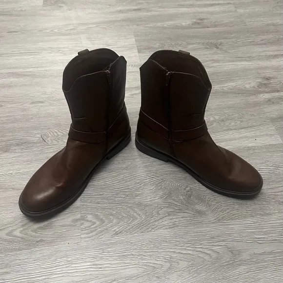 Frye &amp; Co. Men's Otis Stacked Heel Motorcycle Boots Dark Brown Size 12M Biker
