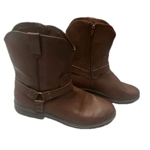 Frye &amp; Co. Men's Otis Stacked Heel Motorcycle Boots Dark Brown Size 12M Biker