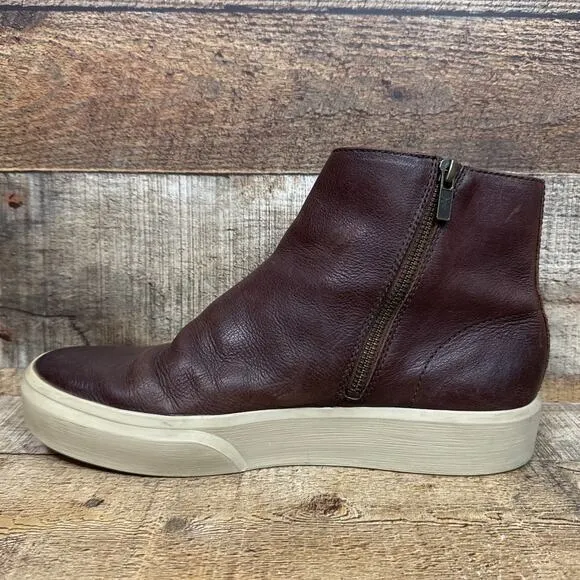 Frye Beacon Inside Zip Brown Leather Boots Size 9