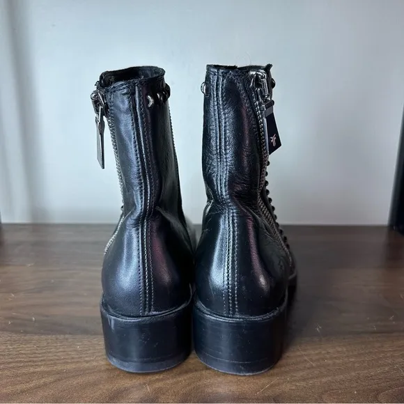 FRYE Black Leather Demi Rebel Zip Ankle Boots Sz 9.5