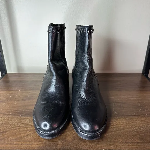FRYE Black Leather Demi Rebel Zip Ankle Boots Sz 9.5