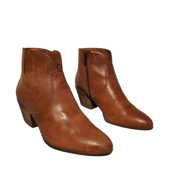 Frye Brown Leather Side-Zip Riding Ankle Booties Boots Women's Size 8.5M