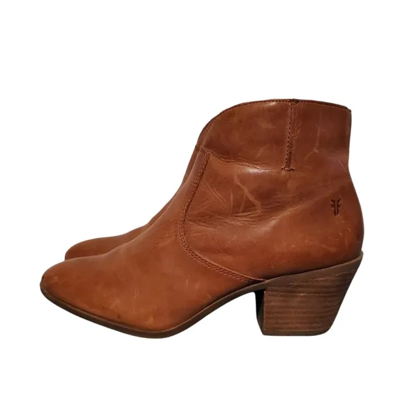 Frye Brown Leather Side-Zip Riding Ankle Booties Boots Women's Size 8.5M