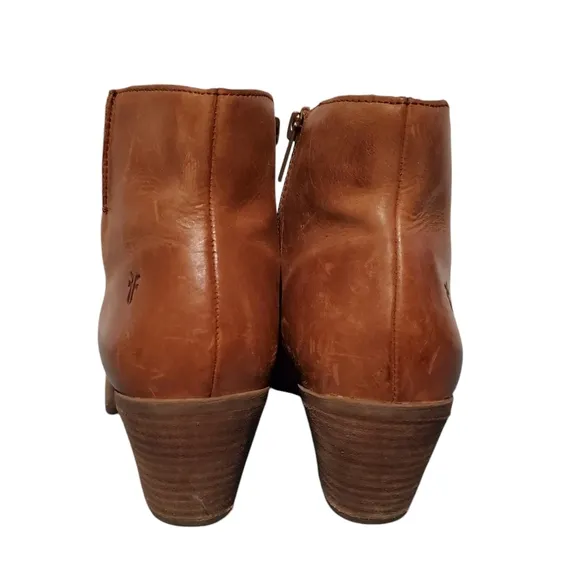 Frye Brown Leather Side-Zip Riding Ankle Booties Boots Women's Size 8.5M