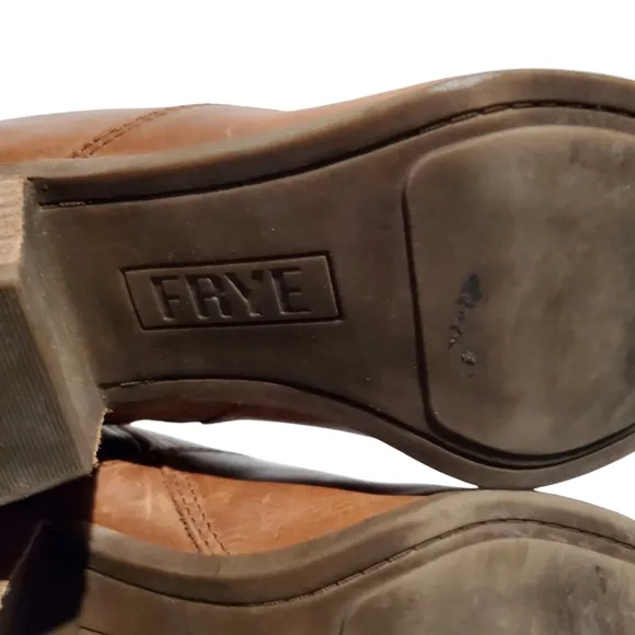 Frye Brown Leather Side-Zip Riding Ankle Booties Boots Women's Size 8.5M