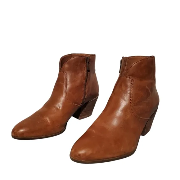 Frye Brown Leather Side-Zip Riding Ankle Booties Boots Women's Size 8.5M