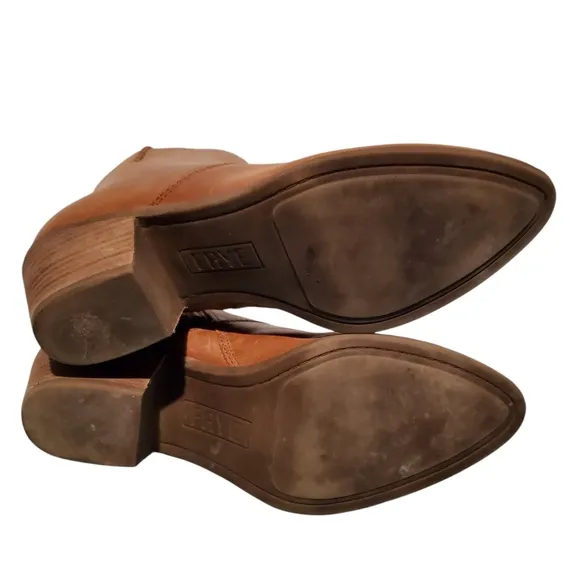 Frye Brown Leather Side-Zip Riding Ankle Booties Boots Women's Size 8.5M