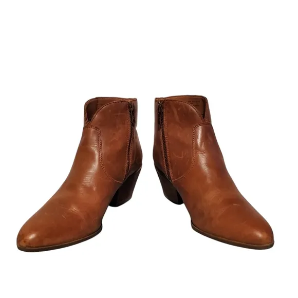 Frye Brown Leather Side-Zip Riding Ankle Booties Boots Women's Size 8.5M