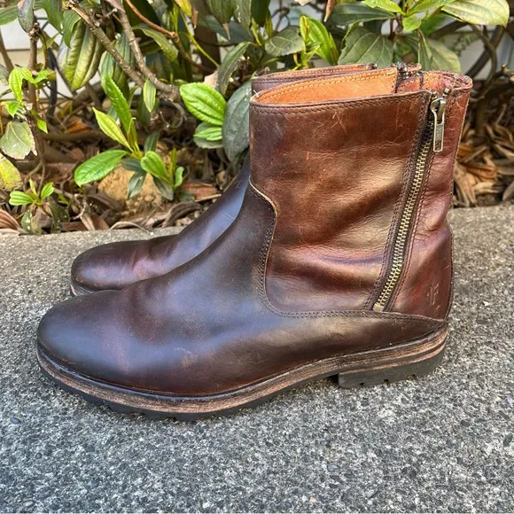 Frye Brown Leather Side Zip Western Boots Men's Size 10 Style #3487179