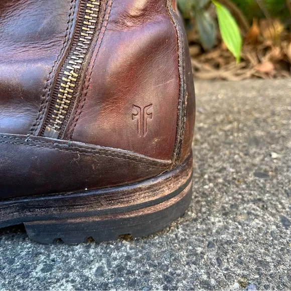 Frye Brown Leather Side Zip Western Boots Men's Size 10 Style #3487179