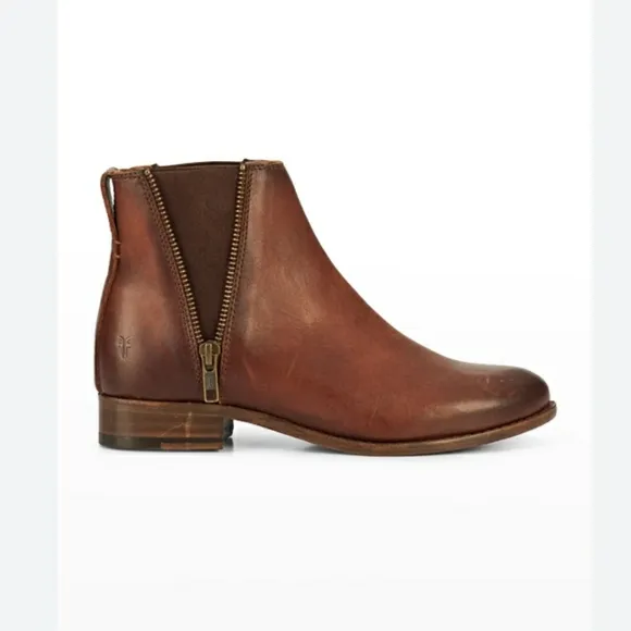 Frye Carly Double Zip Leather Ankle Boots