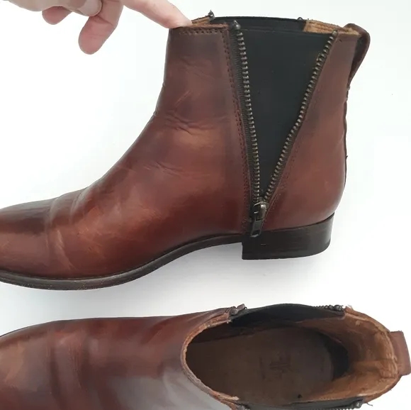 Frye Carly Double Zip Leather Ankle Boots