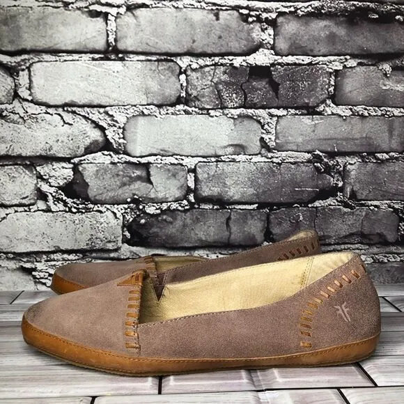Frye Company Taupe Suede Leather Slip On Flats Shoes Women’s Sz 9.5M US/40EU.