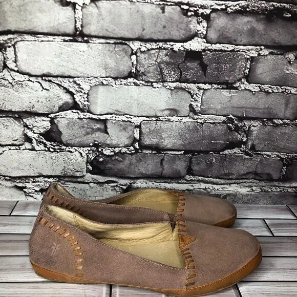 Frye Company Taupe Suede Leather Slip On Flats Shoes Women’s Sz 9.5M US/40EU.