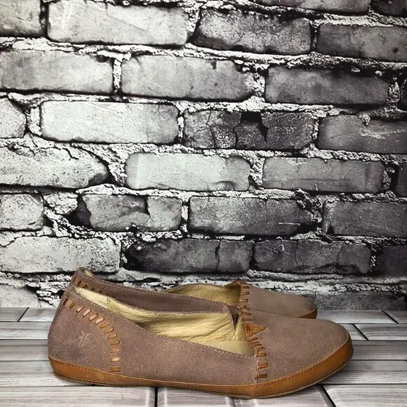 Frye Company Taupe Suede Leather Slip On Flats Shoes Women’s Sz 9.5M US/40EU.