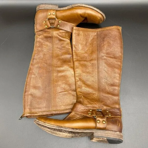 Frye Full Back Zip Brown Boots Women's Size 6