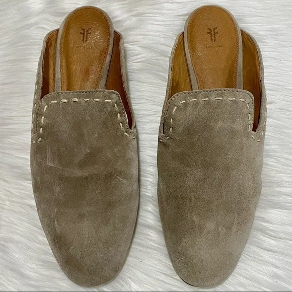 Frye Gwen Pickstitch Leather Slide Mule in Ash