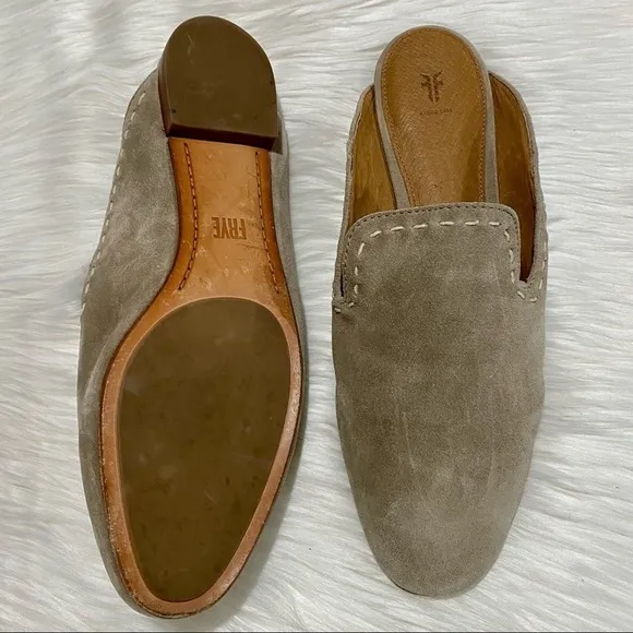 Frye Gwen Pickstitch Leather Slide Mule in Ash