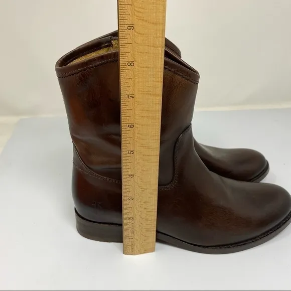 Frye Leather Side Zip Ankle Boots Melissa Button Short SZ 6.5B