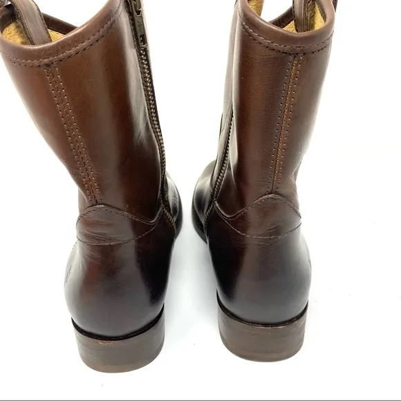 Frye Leather Side Zip Ankle Boots Melissa Button Short SZ 6.5B