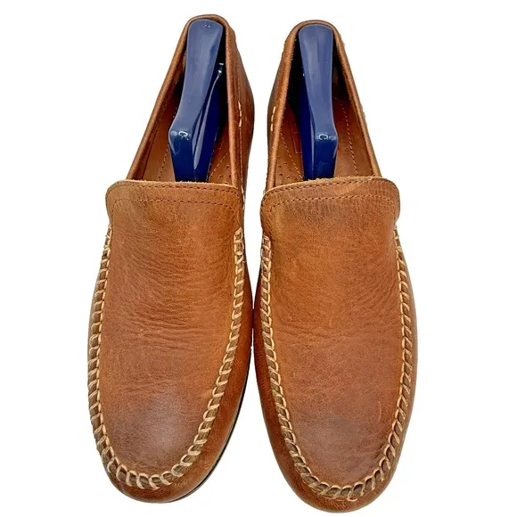 Frye Lewis Venetian Driving Shoes Men 9.5 Brown Leather Loafer 3480259-COG Mocs