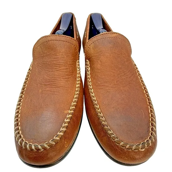 Frye Lewis Venetian Driving Shoes Men 9.5 Brown Leather Loafer 3480259-COG Mocs