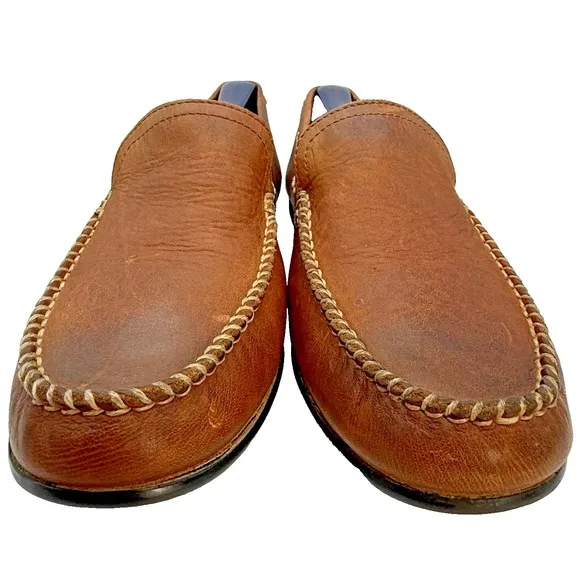 Frye Lewis Venetian Driving Shoes Men 9.5 Brown Leather Loafer 3480259-COG Mocs