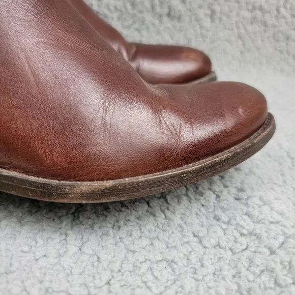 Frye Melissa Button Boots Brown Leather Side Zip Riding Distressed Womens 7 B