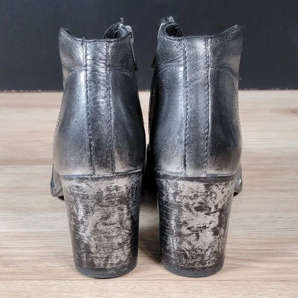 Frye Nora Boots Womens Size 6.5 B Gunmetal Side Zip Heel Leather Round Toe