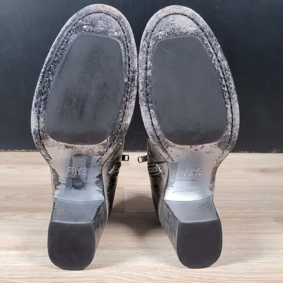Frye Nora Boots Womens Size 6.5 B Gunmetal Side Zip Heel Leather Round Toe