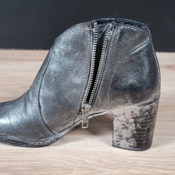 Frye Nora Boots Womens Size 6.5 B Gunmetal Side Zip Heel Leather Round Toe