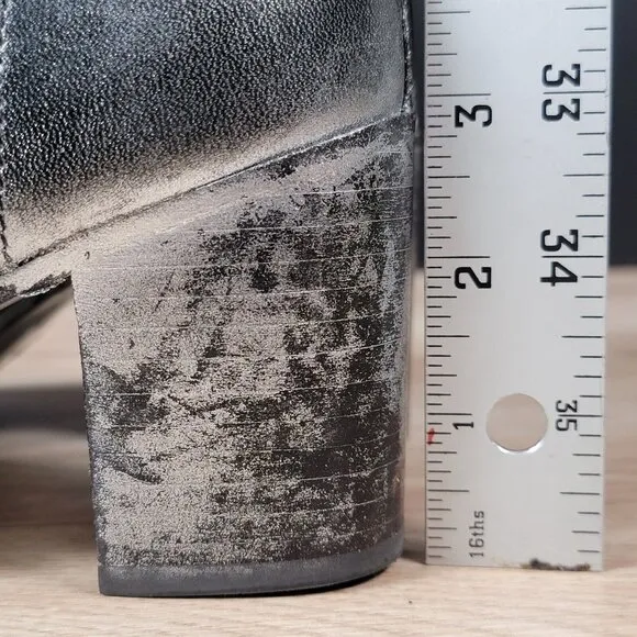 Frye Nora Boots Womens Size 6.5 B Gunmetal Side Zip Heel Leather Round Toe