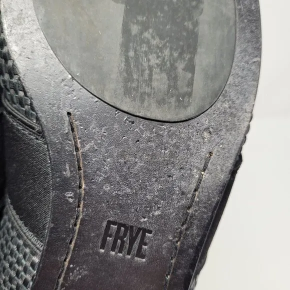 Frye womens 9.5 Terri woven Gore Mule Black Leather lined slides