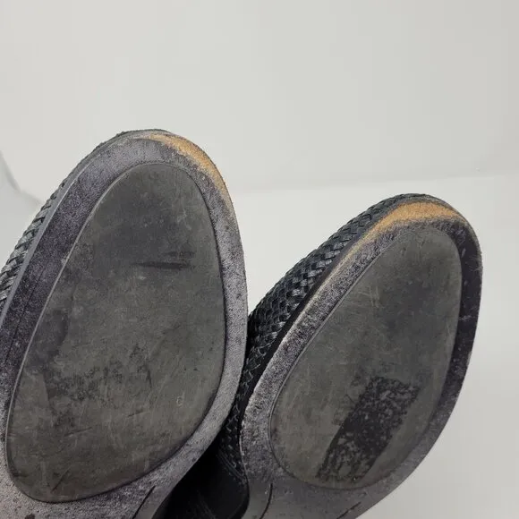 Frye womens 9.5 Terri woven Gore Mule Black Leather lined slides