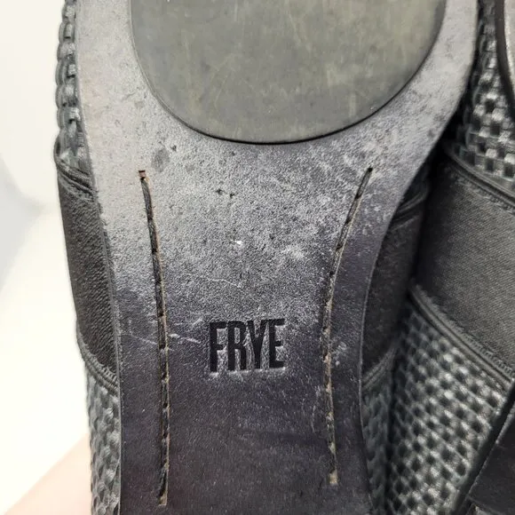 Frye womens 9.5 Terri woven Gore Mule Black Leather lined slides