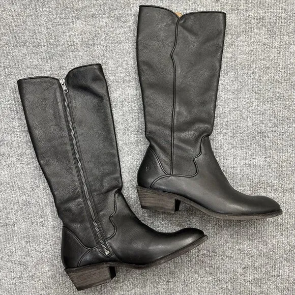 Frye Women’s Carson Piping Tall Boots FR40090 Black Leather Side Zip Size 9 B
