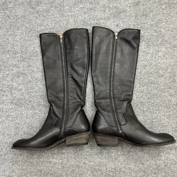 Frye Women’s Carson Piping Tall Boots FR40090 Black Leather Side Zip Size 9 B